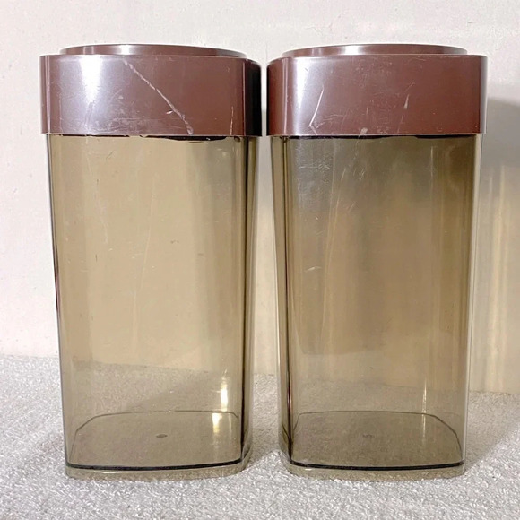 Vintage  Brown Transparent Plastic Canister Set - Picture 2 of 11